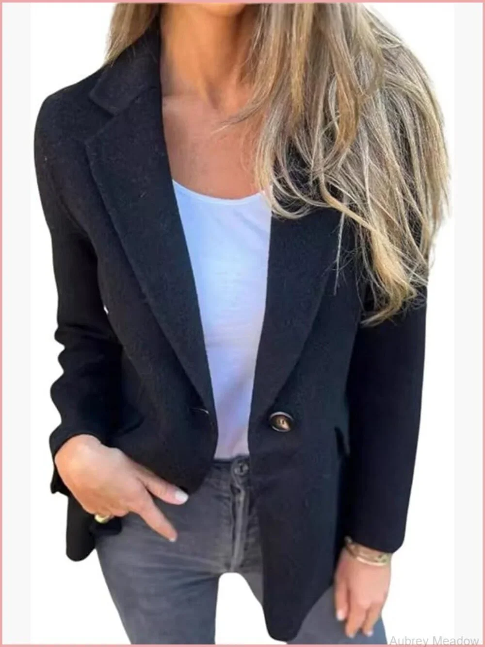Women's Wool Blend Blazer Jacket Open Front Short Pea Coat